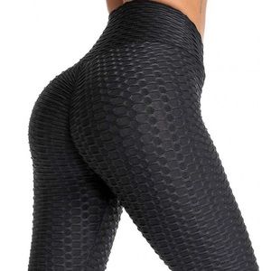 Black High-Waist Booty-Slimming Leggings, L
